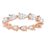 14K Gold Pear Natural Diamond Eternity Band – 5x3 mm Stones - Rose Gold - view 3