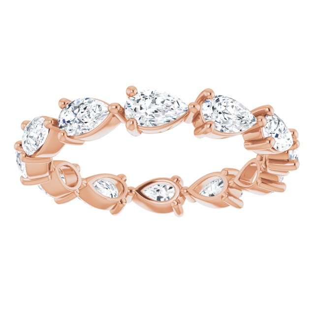 14K Gold Pear Natural Diamond Eternity Band – 5x3 mm Stones - Rose Gold - view 3