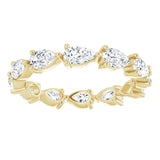 14K Gold Pear Natural Diamond Eternity Band – 5x3 mm Stones - Yellow Gold - view 3