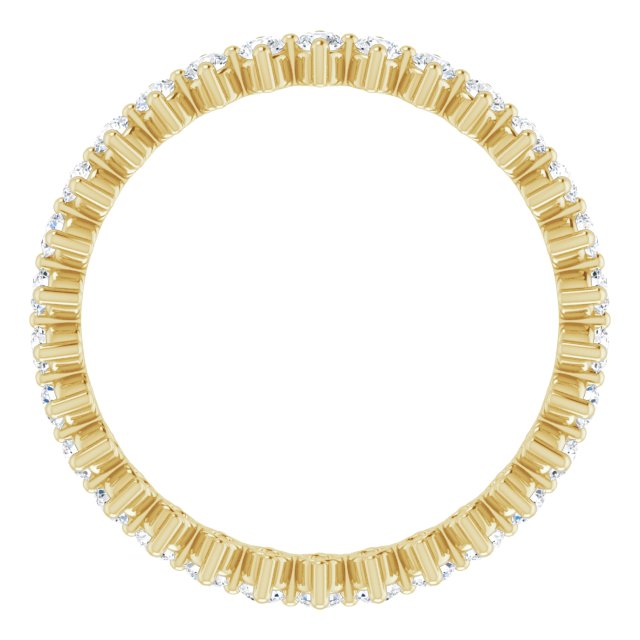 14K Gold Round Natural Diamond Eternity Band – 2 mm Stones - Yellow Gold - view 2