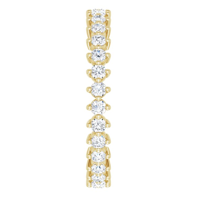 14K Gold Round Natural Diamond Eternity Band – 2 mm Stones - Yellow Gold - view 4