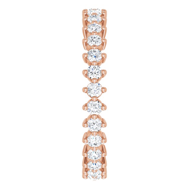 14K Gold Round Natural Diamond Eternity Band – 2 mm Stones - Rose Gold - view 4