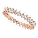 14K Gold Round Natural Diamond Eternity Band – 2 mm Stones - Rose Gold - view 5