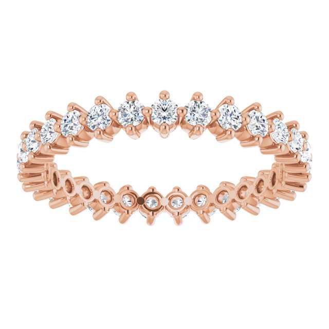 14K Gold Round Natural Diamond Eternity Band – 2 mm Stones - Rose Gold - view 3