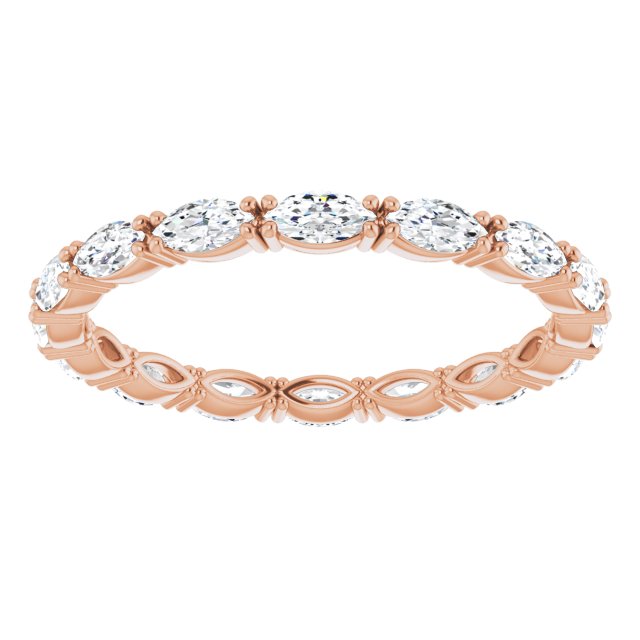 14K Gold Marquise Natural Diamond Eternity Band – 4x2 mm Stones - Rose Gold - view 3