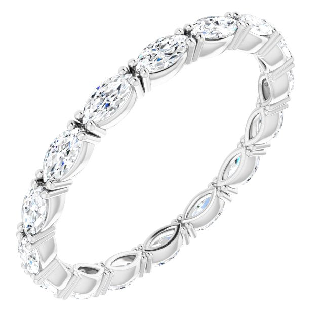 Platinum Marquise Natural Diamond Eternity Band – 4x2 mm Stones