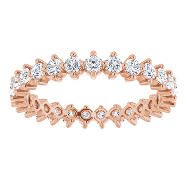14K Gold Round Natural Diamond Eternity Band – 2.25 mm Stones - Rose Gold - view 3