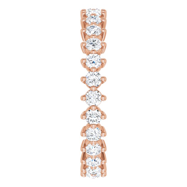 14K Gold Round Natural Diamond Eternity Band – 2.25 mm Stones - Rose Gold - view 4