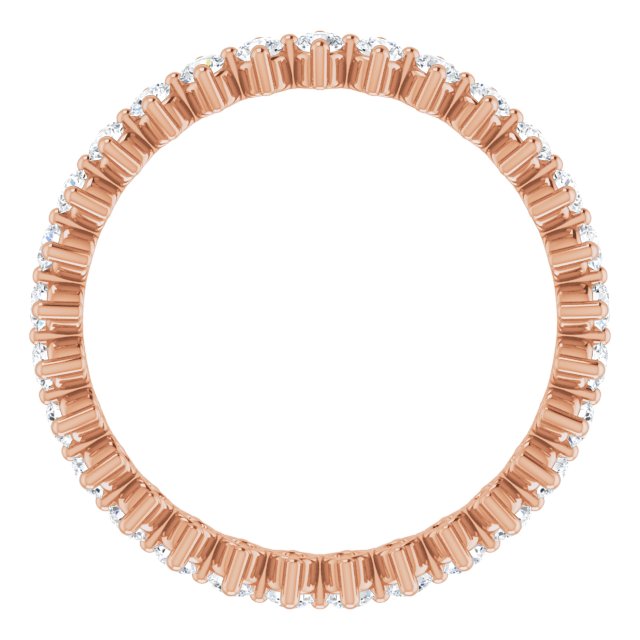 14K Gold Round Natural Diamond Eternity Band – 2 mm Stones - Rose Gold - view 2