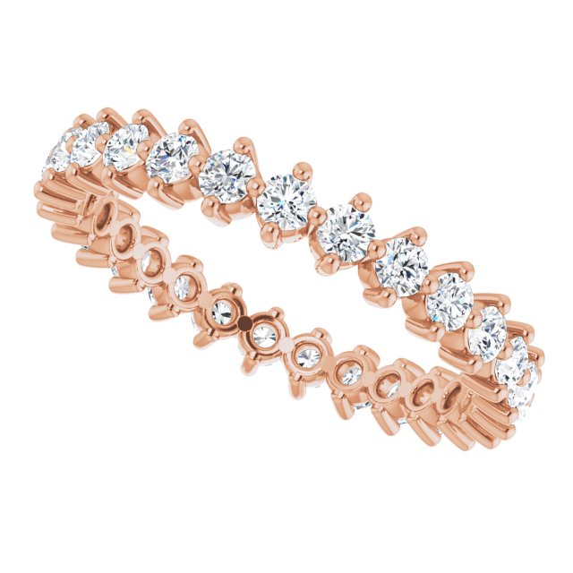 14K Gold Round Natural Diamond Eternity Band – 2.25 mm Stones - Rose Gold - view 5