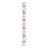 14K Gold Marquise Natural Diamond Eternity Band – 4x2 mm Stones - Rose Gold - view 4