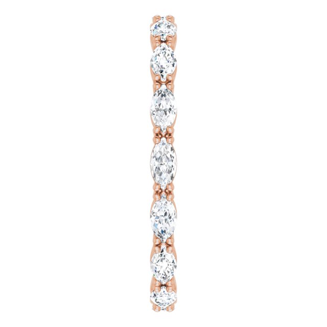 14K Gold Marquise Natural Diamond Eternity Band – 4x2 mm Stones - Rose Gold - view 4