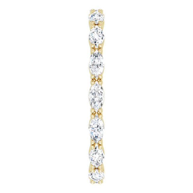 14K Gold Marquise Natural Diamond Eternity Band – 4x2 mm Stones - Yellow Gold - view 4