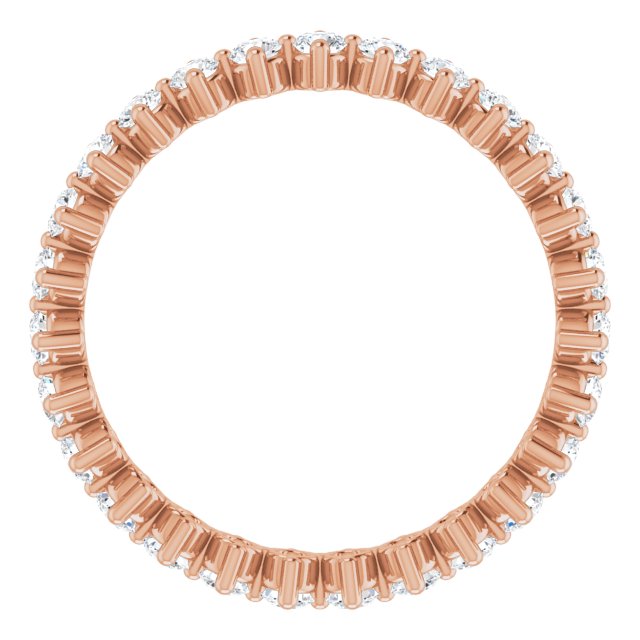 14K Gold Round Natural Diamond Eternity Band – 2.25 mm Stones - Rose Gold - view 2