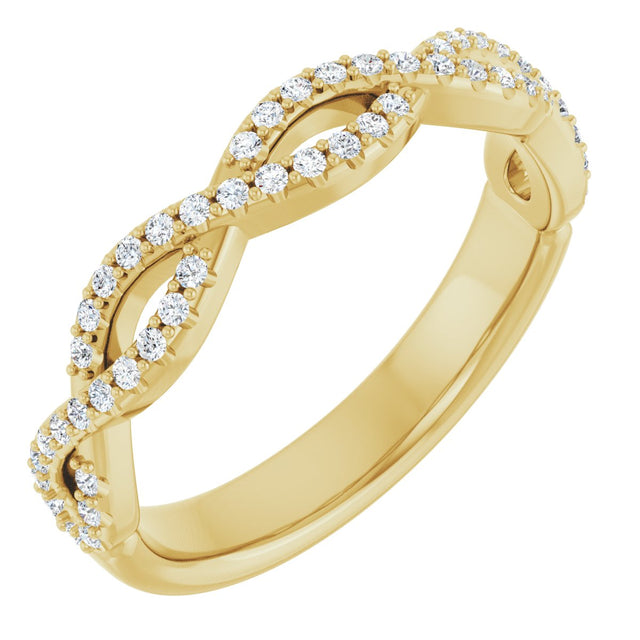 14K Gold Round Natural Diamond Infinity-Inspired Anniversary Band – 1/5 CTW (Style 123104) - Yellow Gold