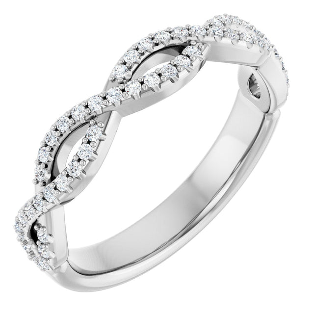Platinum Round Natural Diamond Infinity-Inspired Anniversary Band – 1/5 CTW (Style 123104)