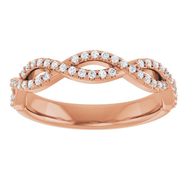 14K Gold Round Natural Diamond Infinity-Inspired Anniversary Band – 1/5 CTW (Style 123104) - Rose Gold - view 3