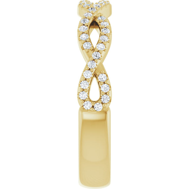 14K Gold Round Natural Diamond Infinity-Inspired Anniversary Band – 1/5 CTW (Style 123104) - Yellow Gold - view 4