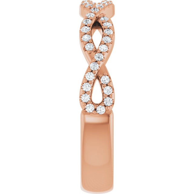 14K Gold Round Natural Diamond Infinity-Inspired Anniversary Band – 1/5 CTW (Style 123104) - Rose Gold - view 4