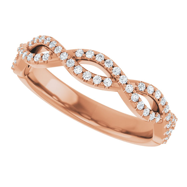 14K Gold Round Natural Diamond Infinity-Inspired Anniversary Band – 1/5 CTW (Style 123104) - Rose Gold - view 5