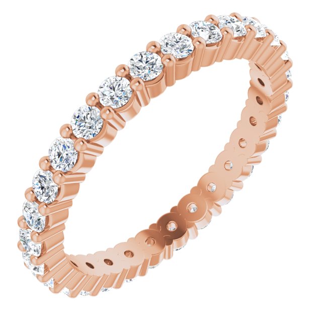 10K Gold Round Natural Diamond Shared-Prong Eternity Band – 1.75 mm Stones - Rose Gold