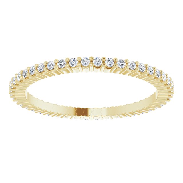 10K Gold Round Lab-Grown Diamond Shared-Prong Eternity Band – 1 mm Stones - Yellow Gold - view 3