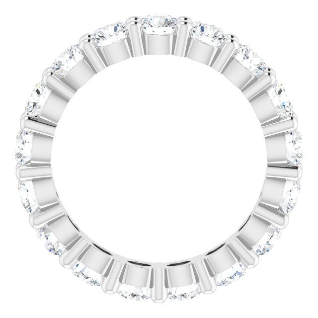 10K Gold Round Natural Diamond Shared-Prong Eternity Band – 3.2 mm Stones - White Gold - view 2