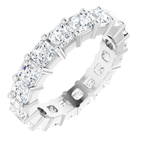 Platinum Asscher Lab-Grown Diamond Shared-Prong Eternity Band – 3x3 mm Stones