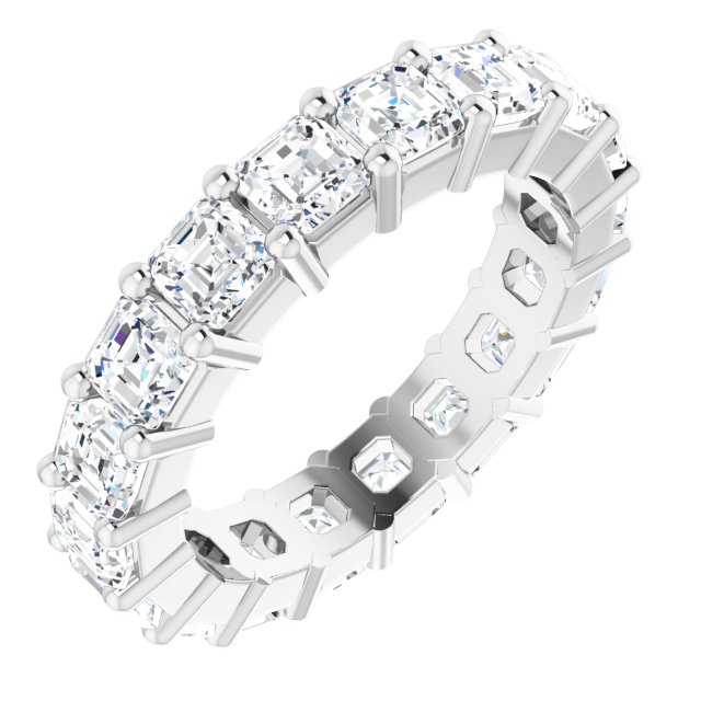 14K Gold Asscher Lab-Grown Diamond Shared-Prong Eternity Band – 3x3 mm Stones - White Gold