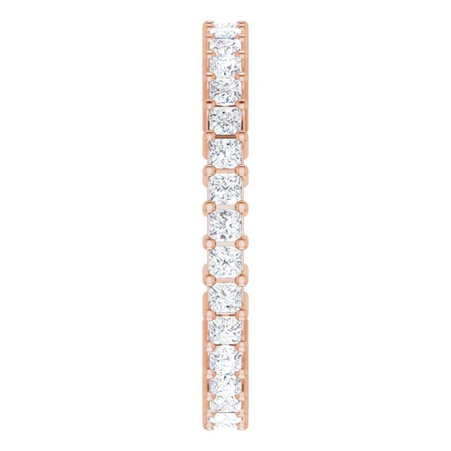 10K Gold Square Natural Diamond Shared-Prong Eternity Band – 1.5x1.5 mm Stones - Rose Gold - view 4