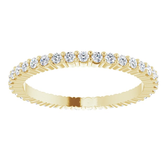 10K Gold Round Natural Diamond Shared-Prong Eternity Band – 1.3 mm Stones - Yellow Gold - view 3