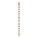 10K Gold Round Natural Diamond Shared-Prong Eternity Band – 1 mm Stones - Rose Gold - view 4
