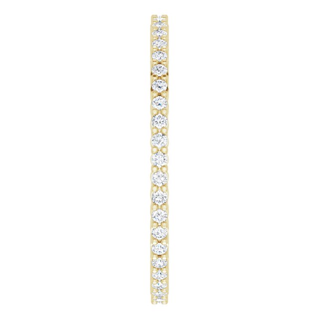 10K Gold Round Natural Diamond Shared-Prong Eternity Band – 1 mm Stones - Yellow Gold - view 4