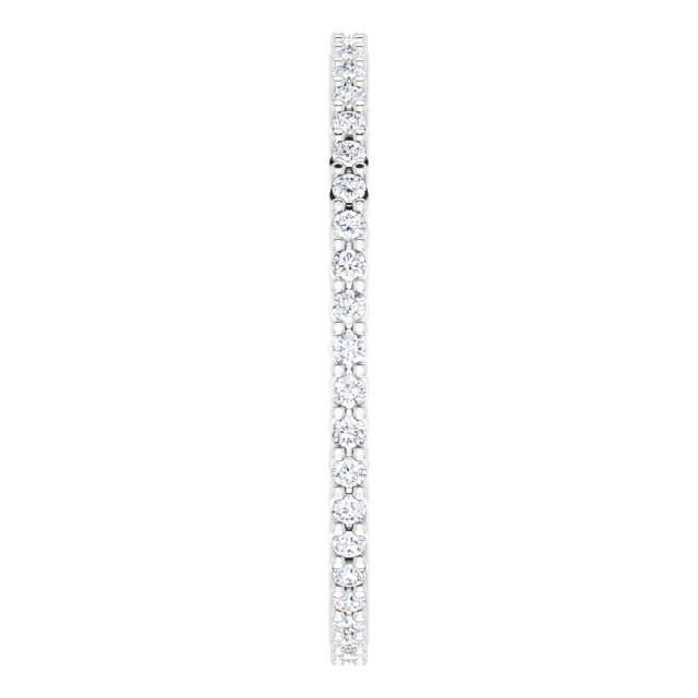 10K Gold Round Lab-Grown Diamond Shared-Prong Eternity Band – 1 mm Stones - White Gold - view 4