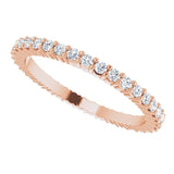10K Gold Round Natural Diamond Shared-Prong Eternity Band – 1.3 mm Stones - Rose Gold - view 5