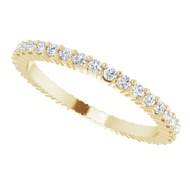 10K Gold Round Natural Diamond Shared-Prong Eternity Band – 1.3 mm Stones - Yellow Gold - view 5