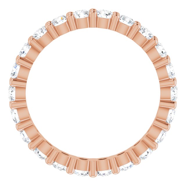 10K Gold Round Natural Diamond Shared-Prong Eternity Band – 2.25 mm Stones - Rose Gold - view 2
