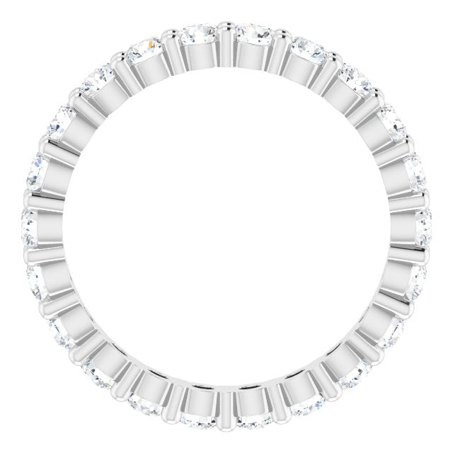 10K Gold Round Lab-Grown Diamond Shared-Prong Eternity Band – 2.25 mm Stones - White Gold - view 2
