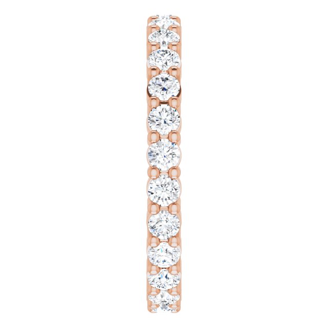 10K Gold Round Natural Diamond Shared-Prong Eternity Band – 2 mm Stones - Rose Gold - view 4