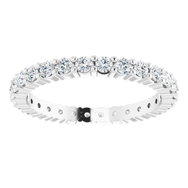 10K Gold Round Natural Diamond Shared-Prong Eternity Band – 1.75 mm Stones - White Gold - view 3