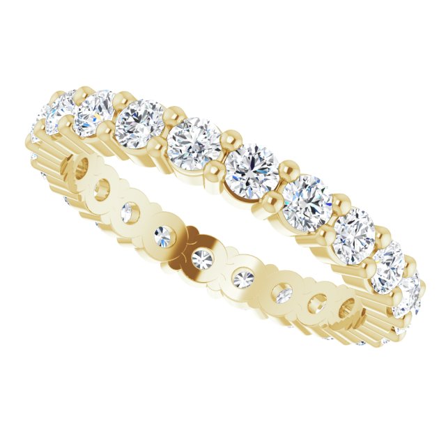 10K Gold Round Lab-Grown Diamond Shared-Prong Eternity Band – 2.25 mm Stones - Yellow Gold - view 5