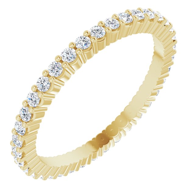 14K Gold Round Lab-Grown Diamond Shared-Prong Eternity Band – 1.3 mm Stones - Yellow Gold