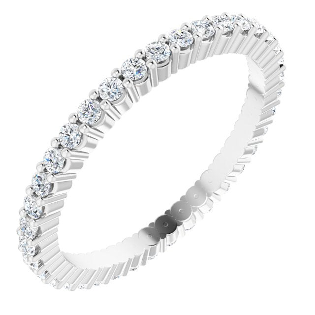 Platinum Round Lab-Grown Diamond Shared-Prong Eternity Band – 1.3 mm Stones