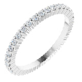 10K Gold Round Natural Diamond Shared-Prong Eternity Band – 1.3 mm Stones - White Gold