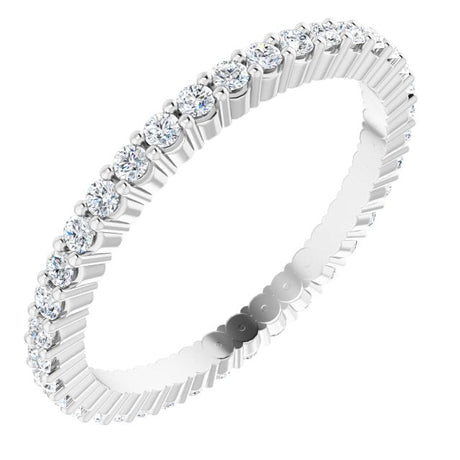 10K Gold Round Natural Diamond Shared-Prong Eternity Band – 1.3 mm Stones - White Gold