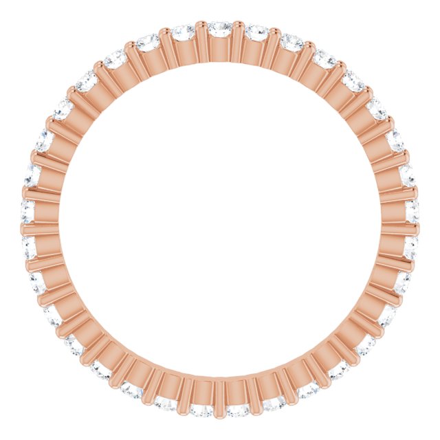 10K Gold Round Natural Diamond Shared-Prong Eternity Band – 1.5 mm Stones - Rose Gold - view 2
