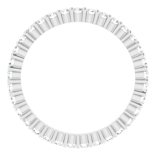 10K Gold Round Natural Diamond Shared-Prong Eternity Band – 1.5 mm Stones - White Gold - view 2