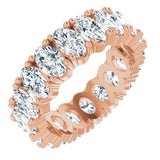 14K Gold Oval Natural Diamond Shared-Prong Eternity Band – 5x3 mm Stones - Rose Gold
