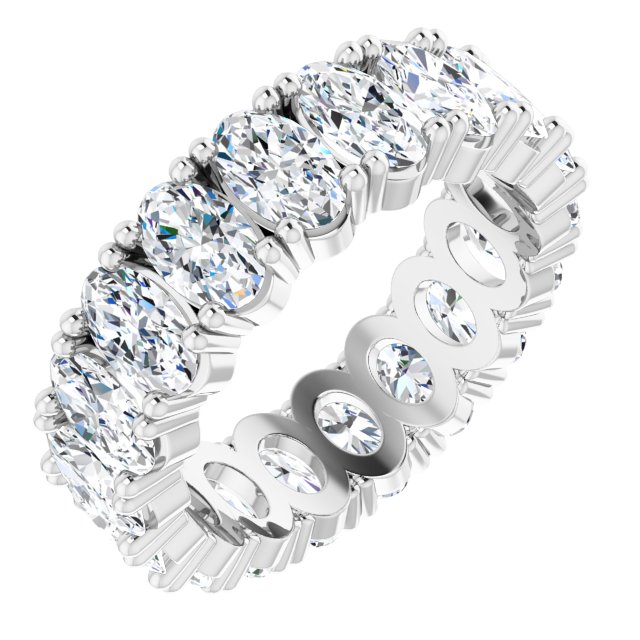Platinum Oval Lab-Grown Diamond Shared-Prong Eternity Band – 5x3 mm Stones