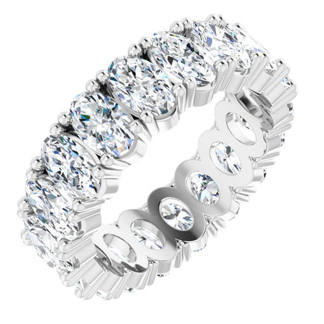 10K Gold Oval Lab-Grown Diamond Shared-Prong Eternity Band – 5x3 mm Stones - White Gold